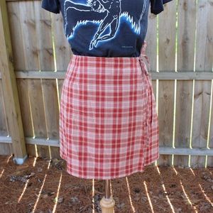 Vintage 70s Rust Plaid Wrap Style Skirt
